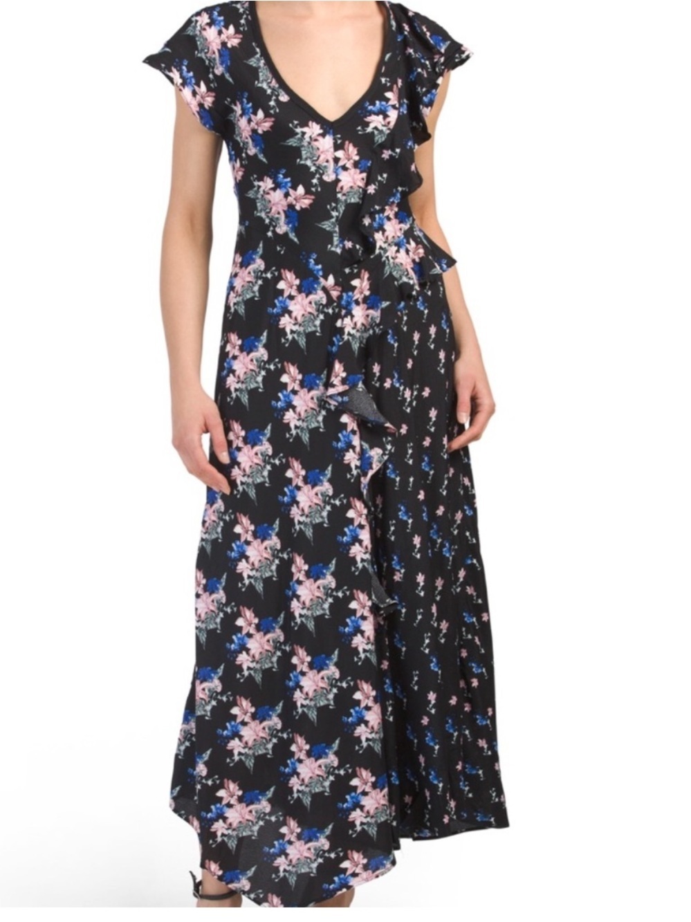White Closet Floral Maxi Dress In Eden Black NORDSTROM